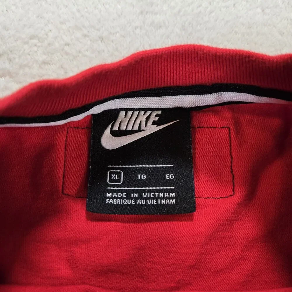 Boys Nike Air Long Sleeve Shirt Red White Graphic Crew Neck Youth XL